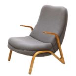 A contemporary ash cantilever chair,