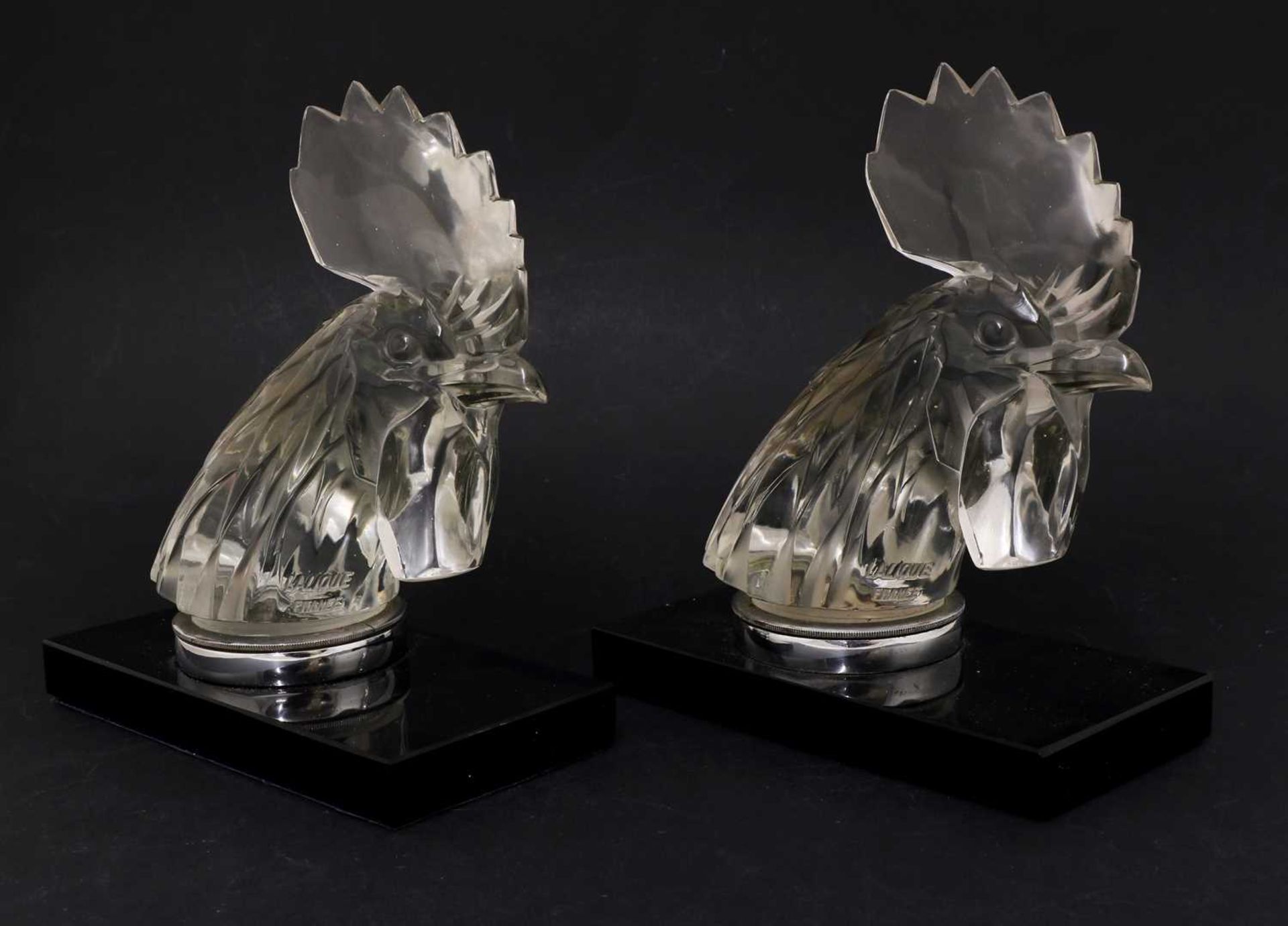 A pair of Lalique 'Tete de Coq' car mascots, - Image 5 of 11