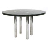 A brutalist circular centre table,