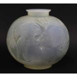 A Lalique 'Poissons' opalescent glass vase,