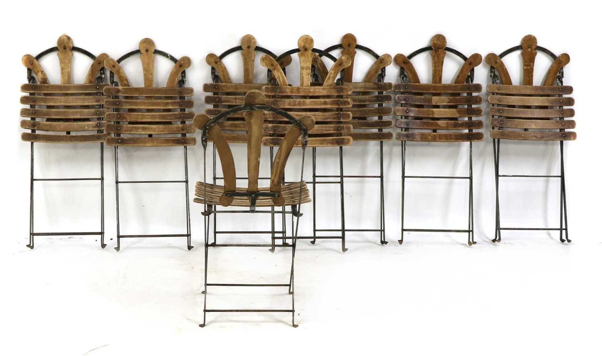 A set of eight French folding bistro or garden chairs, - Image 3 of 3