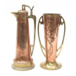 A secessionist copper ewer and cover,