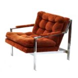 A chrome and ginger upholstered armchair,