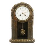 An Art Deco patinated bronze Ane Mon Colin mantel clock,