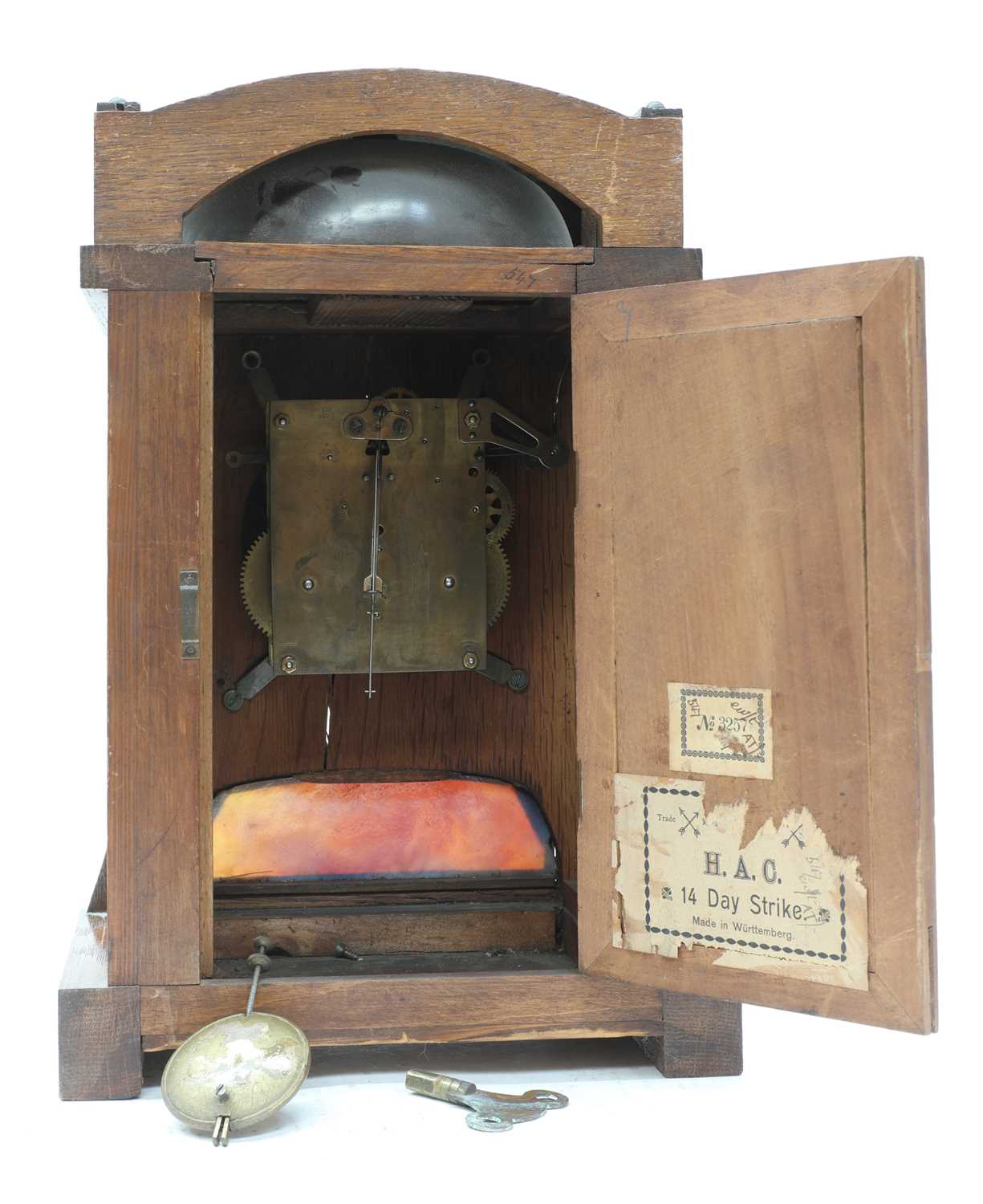 A secessionist oak mantel clock, - Image 3 of 3