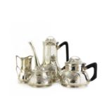 An Orivit sterling silver four-piece tea and coffee set,