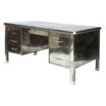 A polished steel desk,