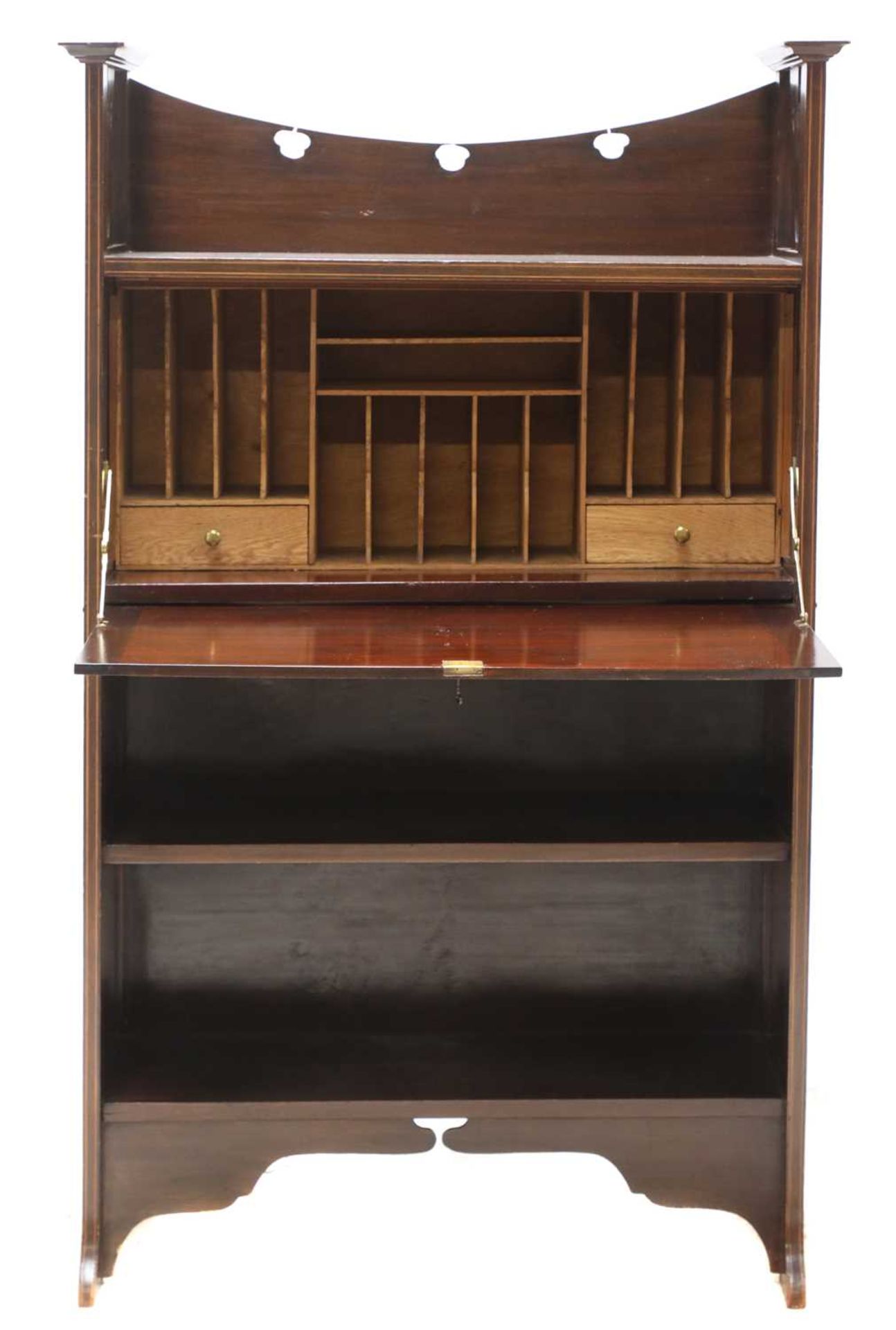 An Art Nouveau mahogany inlaid bureau, - Image 2 of 3