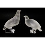 Two Lalique frosted glass partridges,