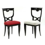 A pair of Italian ebonised side chairs,