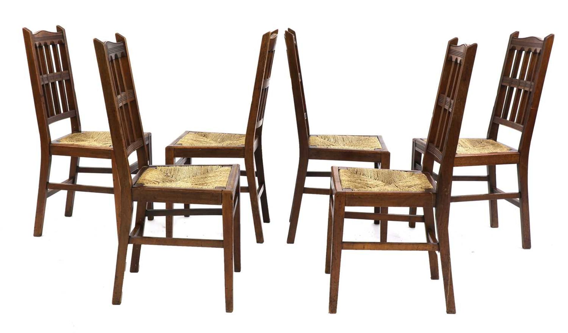 A set of six walnut dining chairs, - Bild 3 aus 3