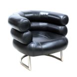 A 'Bibendum' black leather armchair,