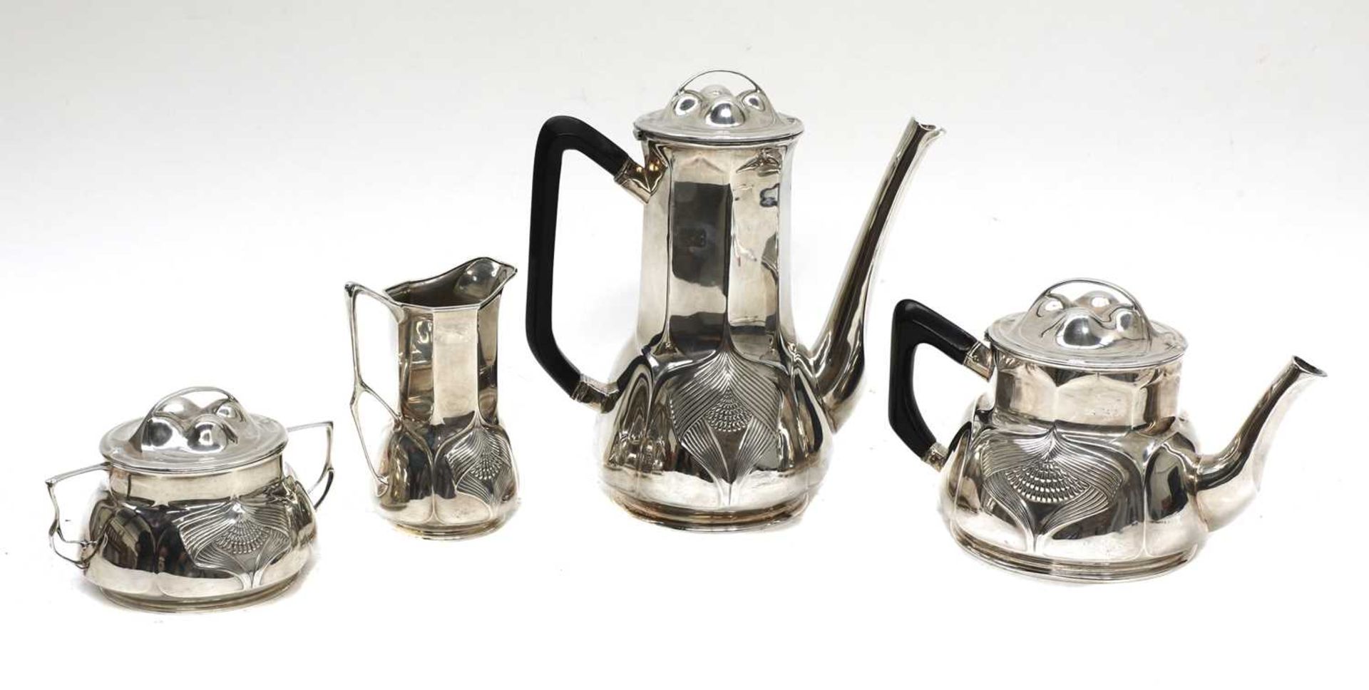 An Orivit sterling silver four-piece tea and coffee set, - Image 3 of 12