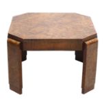 An Art Deco walnut coffee table,