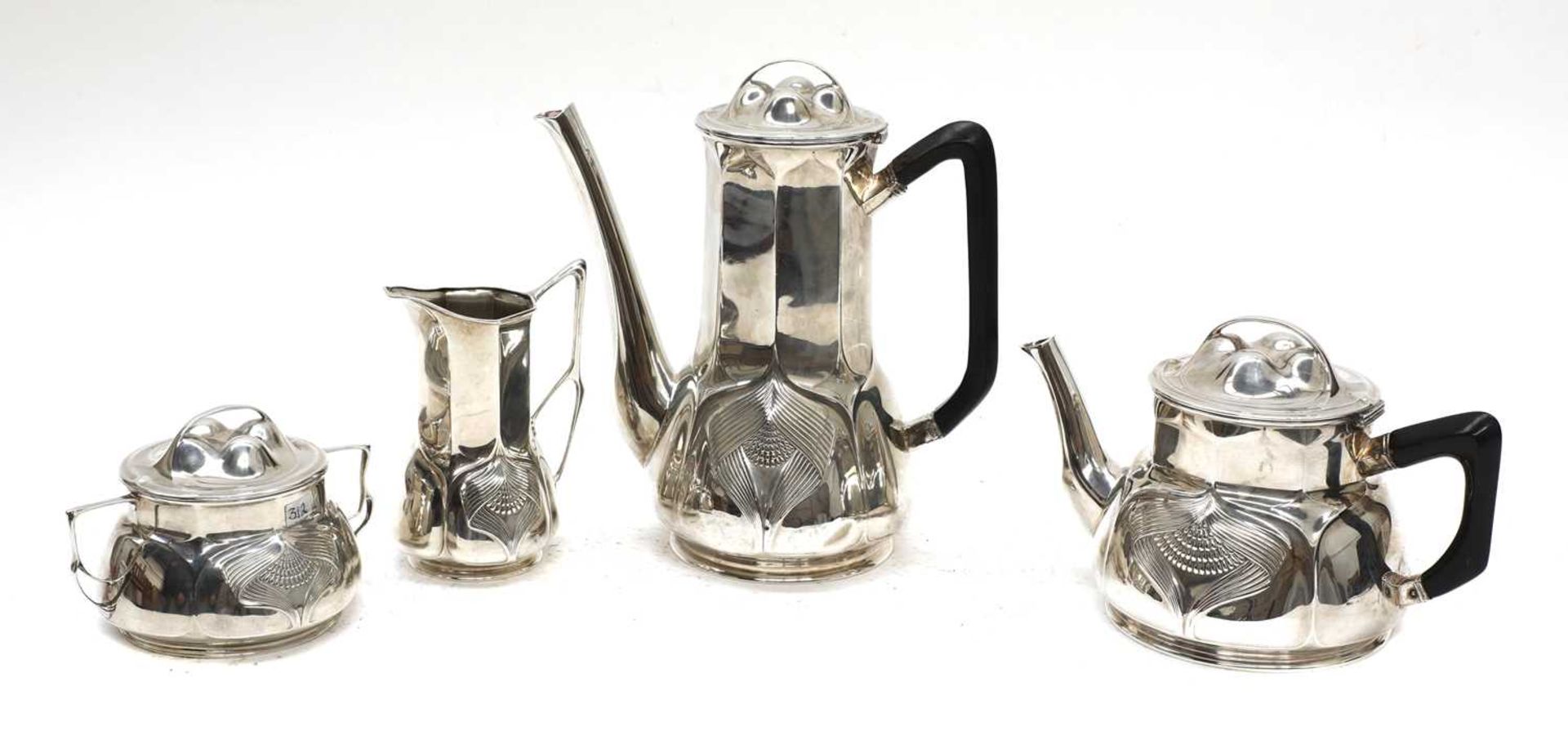 An Orivit sterling silver four-piece tea and coffee set, - Image 5 of 12