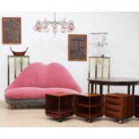 An Italian 'lips' shaped sofa,