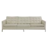 A Florence Knoll white leather sofa,