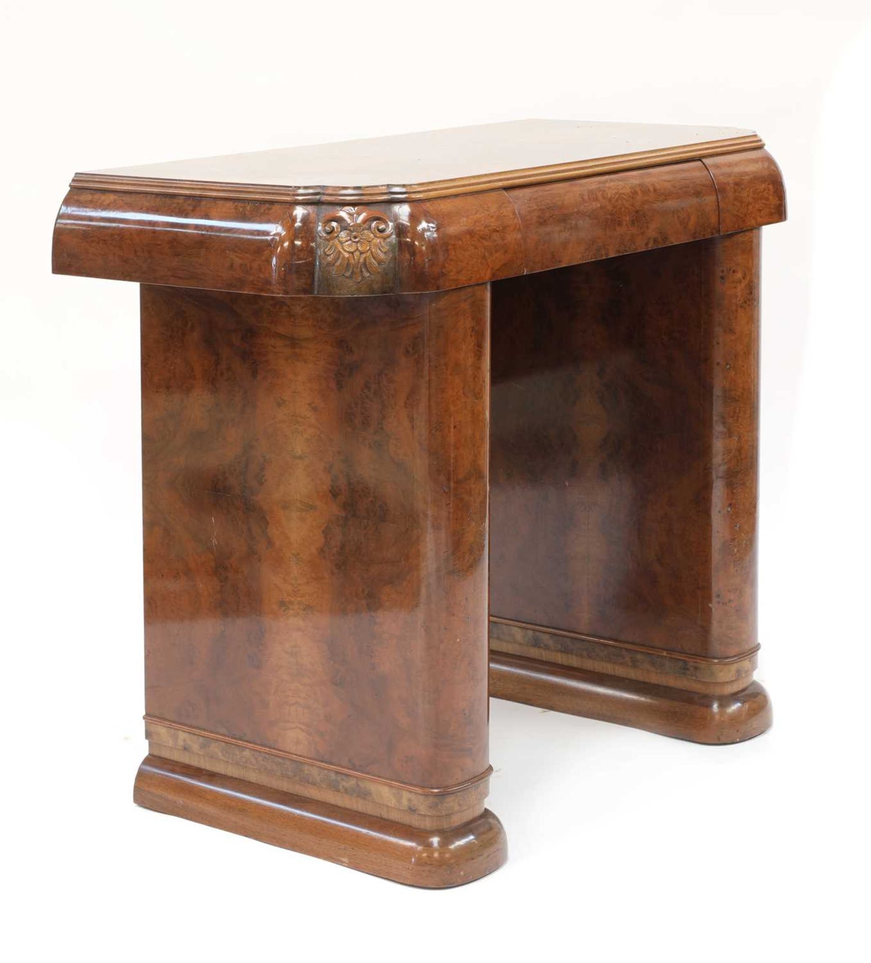 An Art Deco walnut console table, - Image 2 of 8