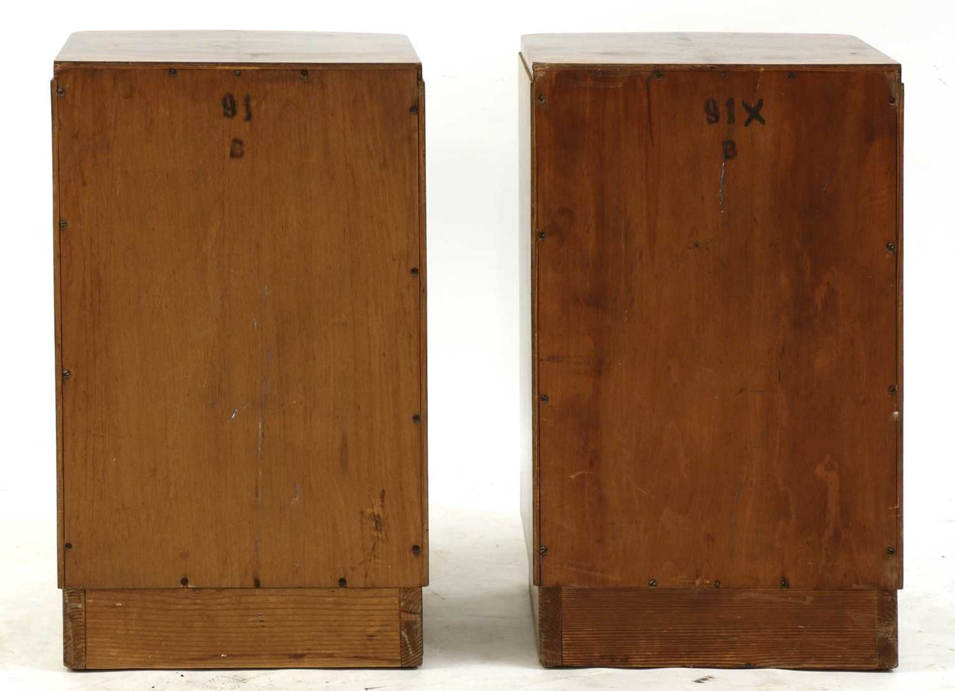 A pair of Art Deco walnut bedside cabinets, - Image 6 of 7