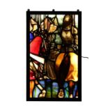 A large stained glass panel,