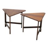 A pair of Danish rosewood triangular tables, §