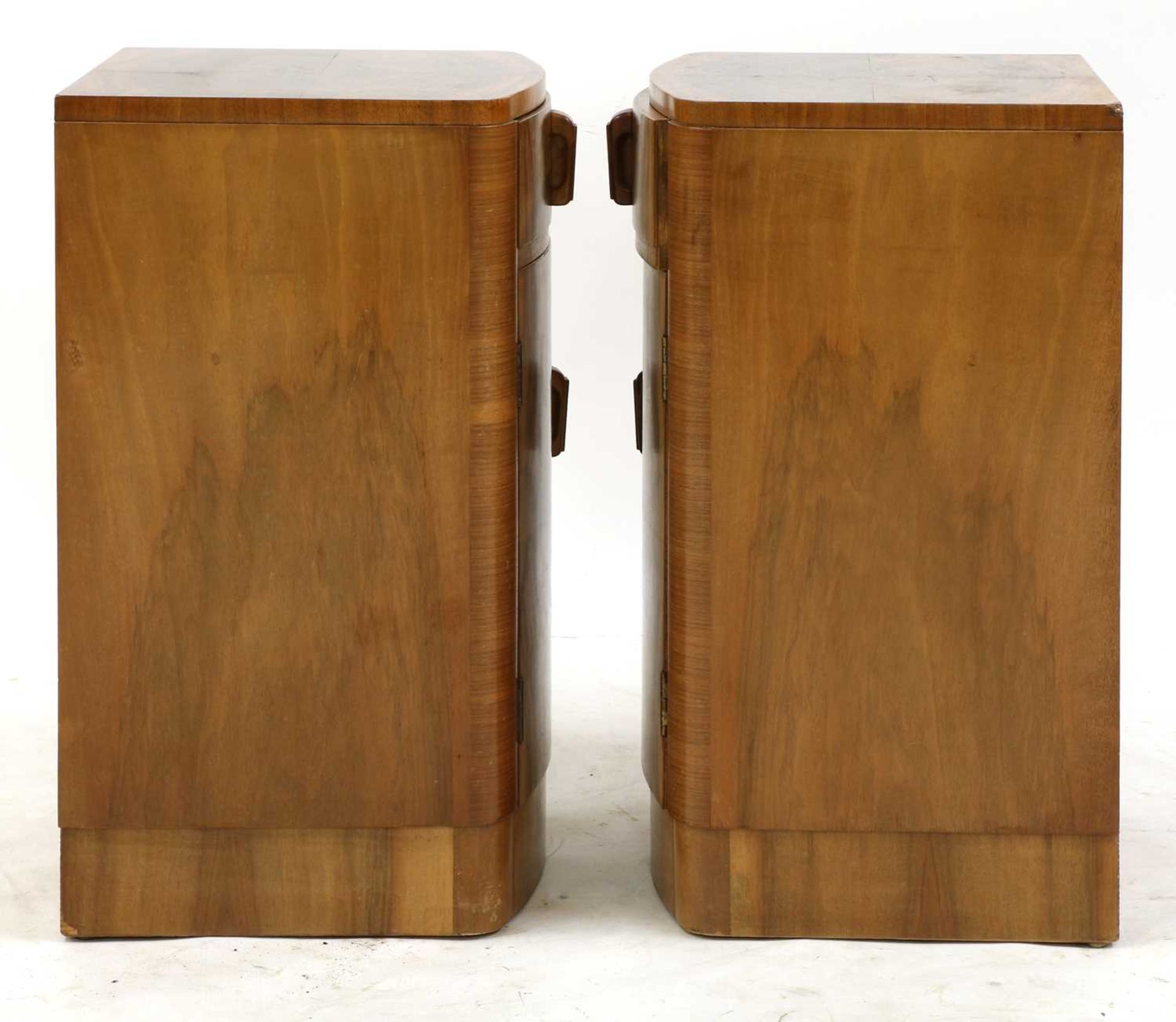 A pair of Art Deco walnut bedside cabinets, - Image 3 of 7