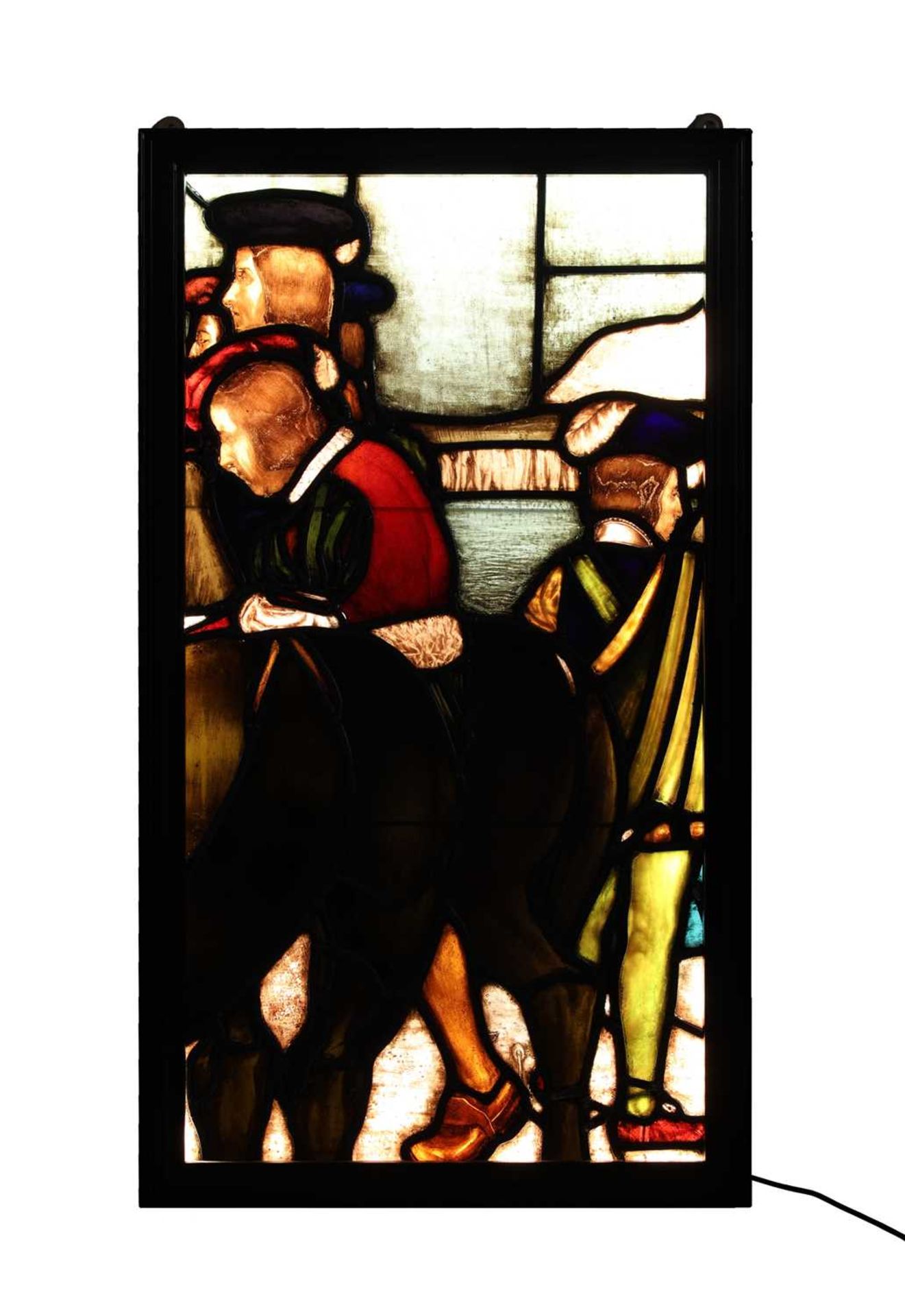 A large stained glass panel,