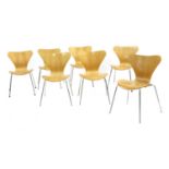 A set of seven Fritz Hansen 'Model 3107' chairs,