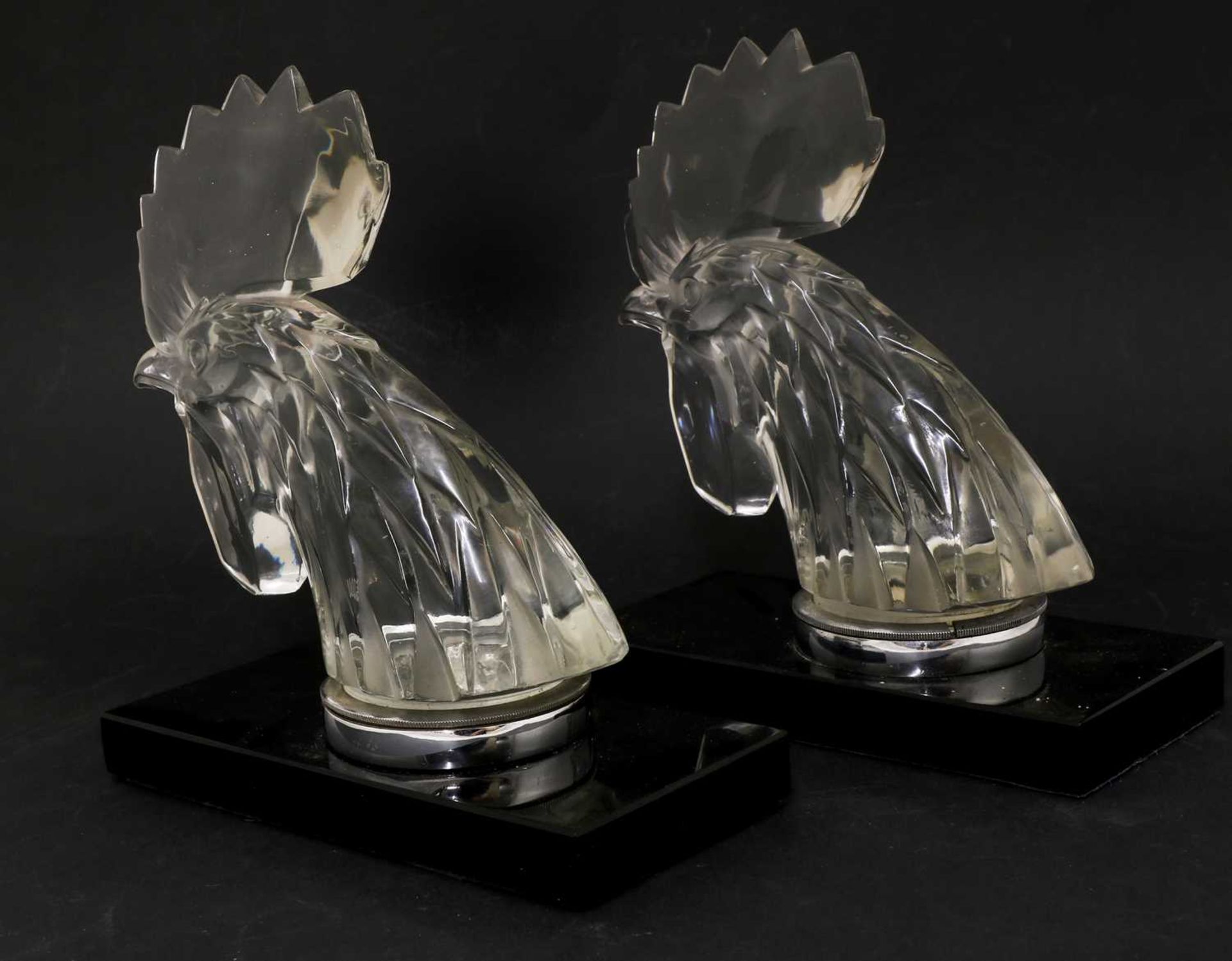 A pair of Lalique 'Tete de Coq' car mascots, - Image 2 of 11