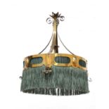 A secessionist brass pendant light,