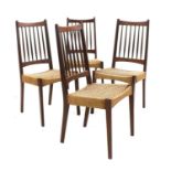 A set of four Danish teak dining chairs,