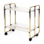 A contemporary folding two-tier trolley,