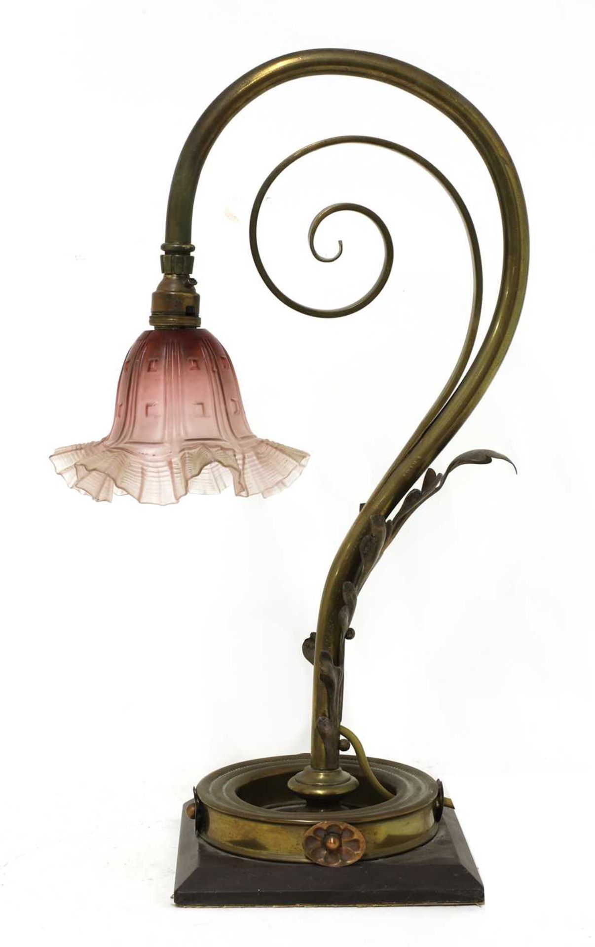 A brass table lamp,