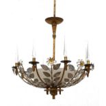 A French bowl chandelier,