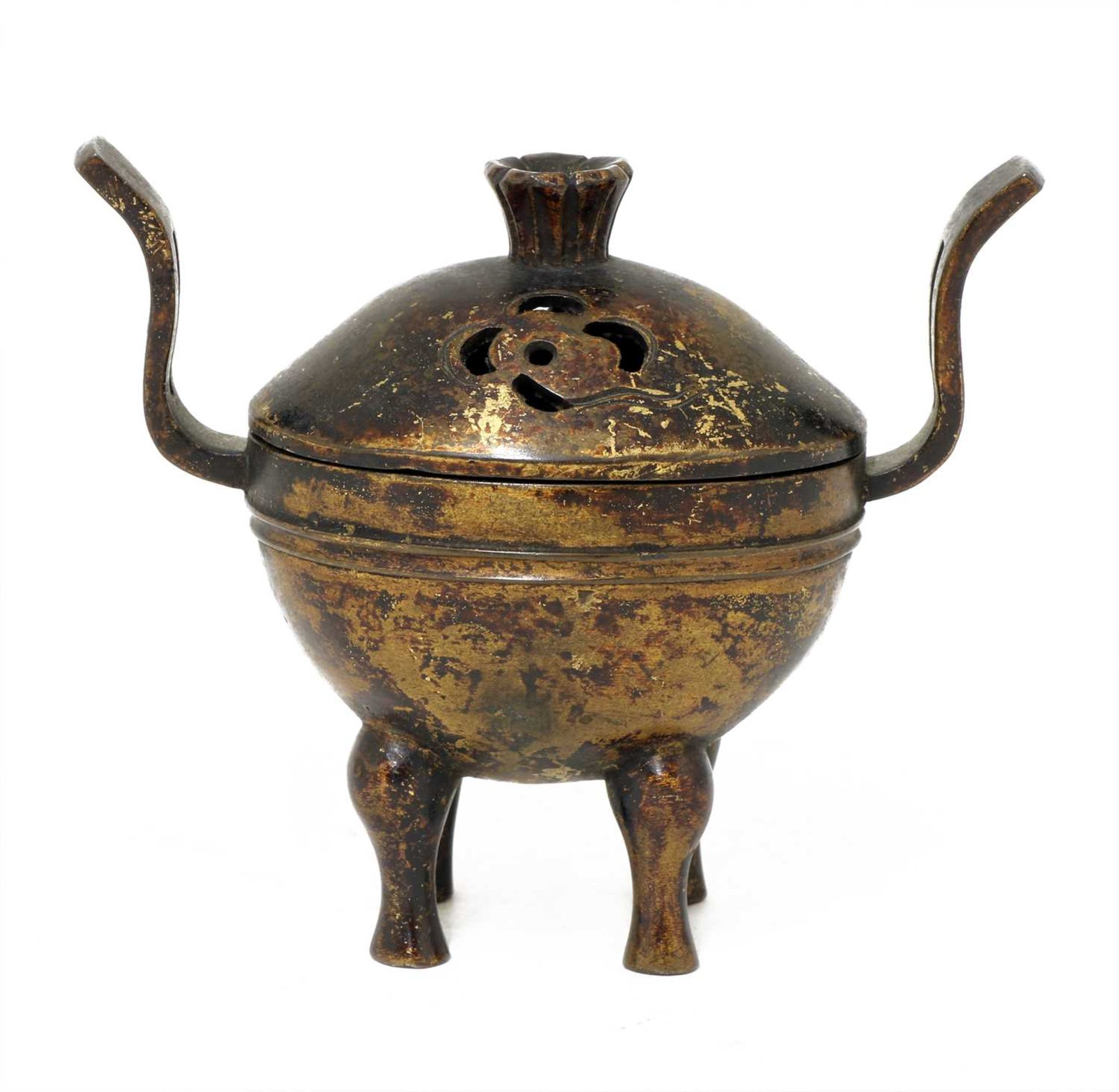 A Japanese gilt-lacquered bronze incense burner, - Image 2 of 4