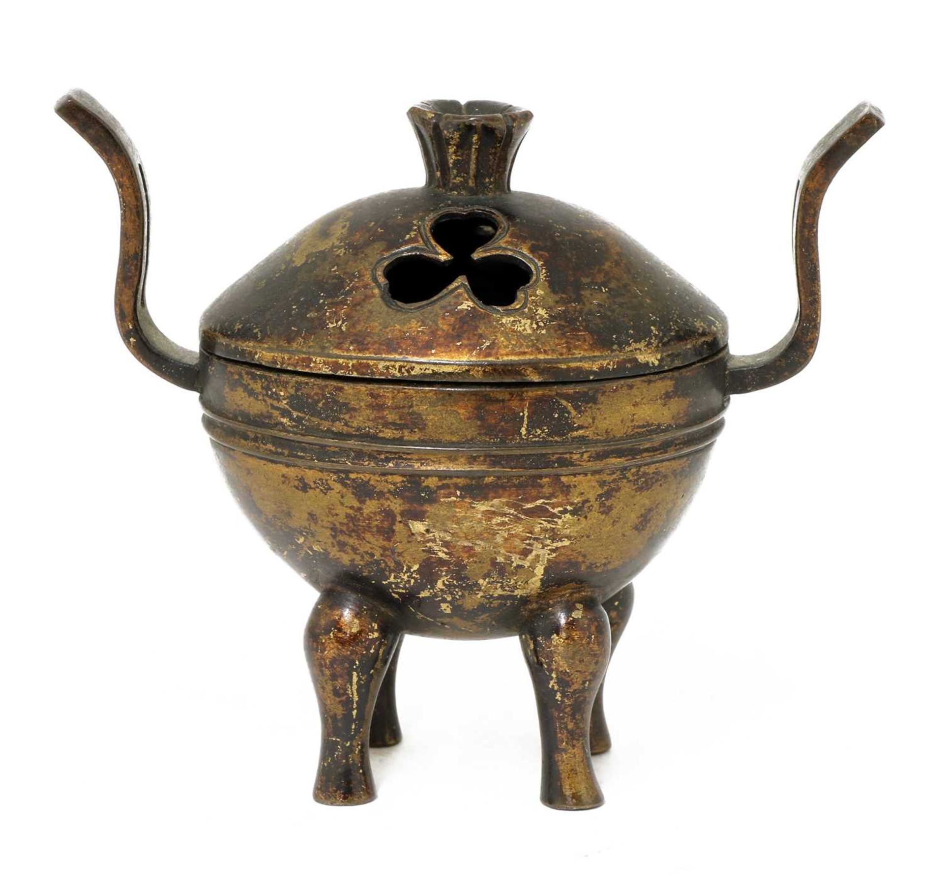 A Japanese gilt-lacquered bronze incense burner,