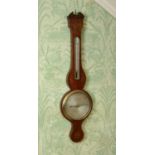 A George III mahogany and inlaid banjo barometer,