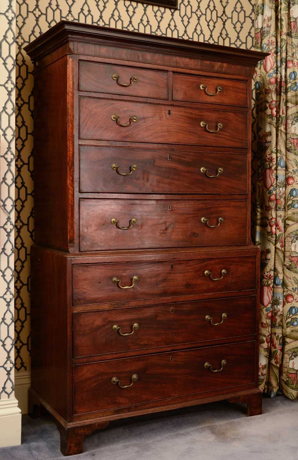 A George III mahogany chest on chest, - Image 4 of 5