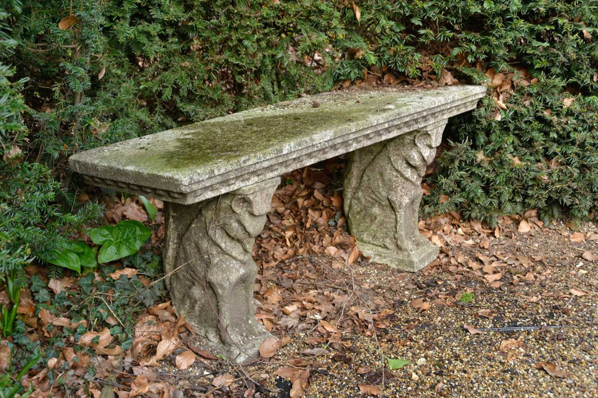A pair of reconstituted stone garden seats, - Image 2 of 3