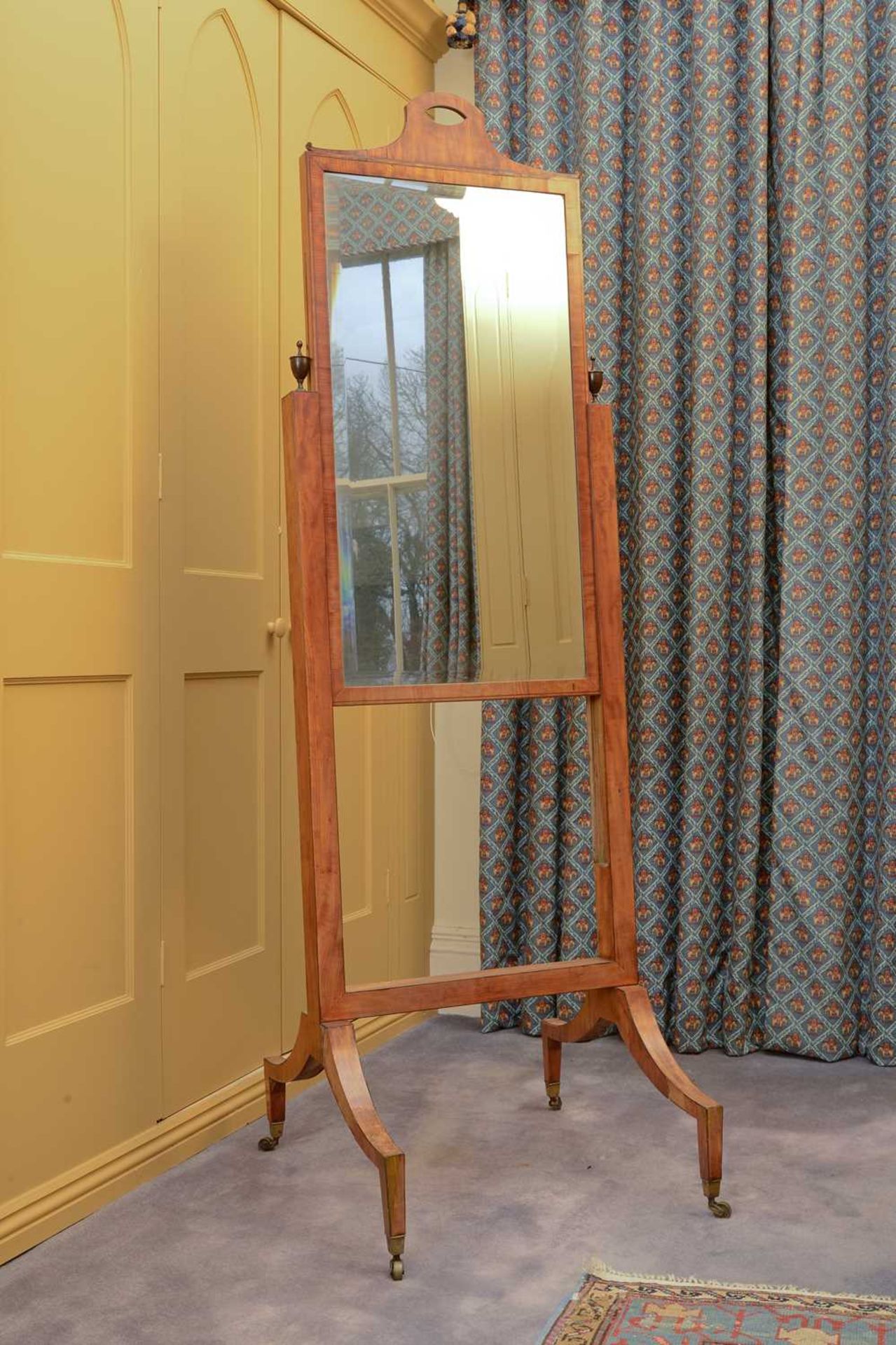 A Regency-style mahogany cheval mirror, - Image 2 of 5