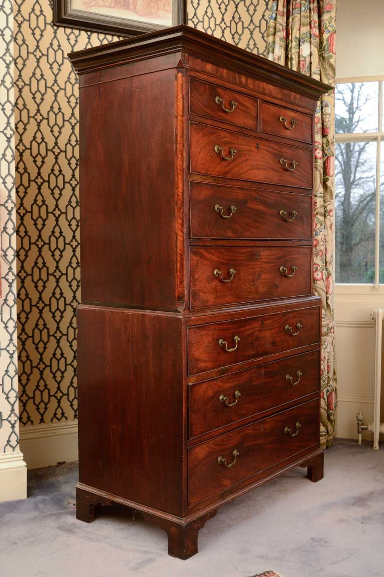 A George III mahogany chest on chest, - Image 2 of 5