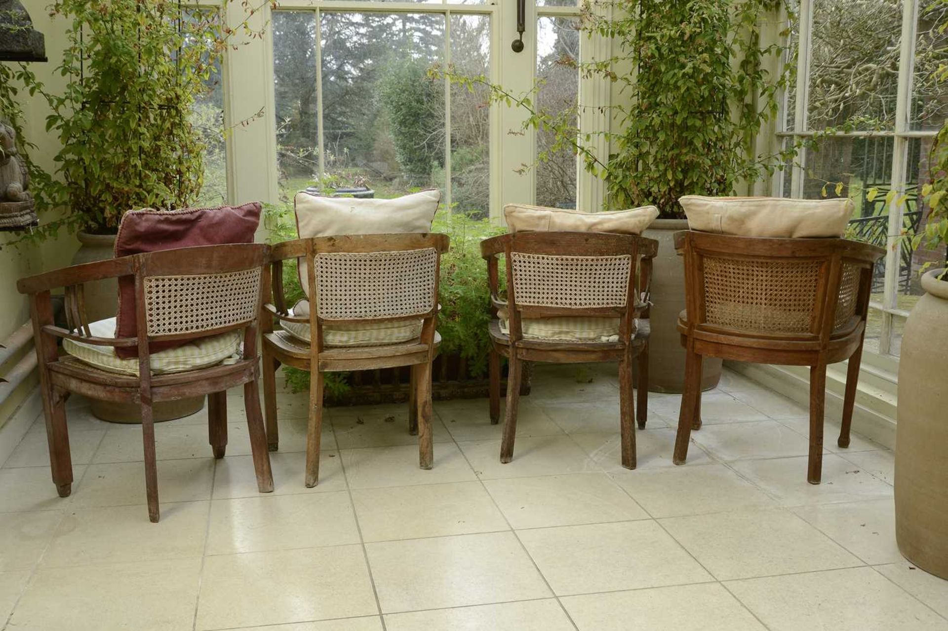 Four similar teak conservatory chairs, - Image 2 of 3