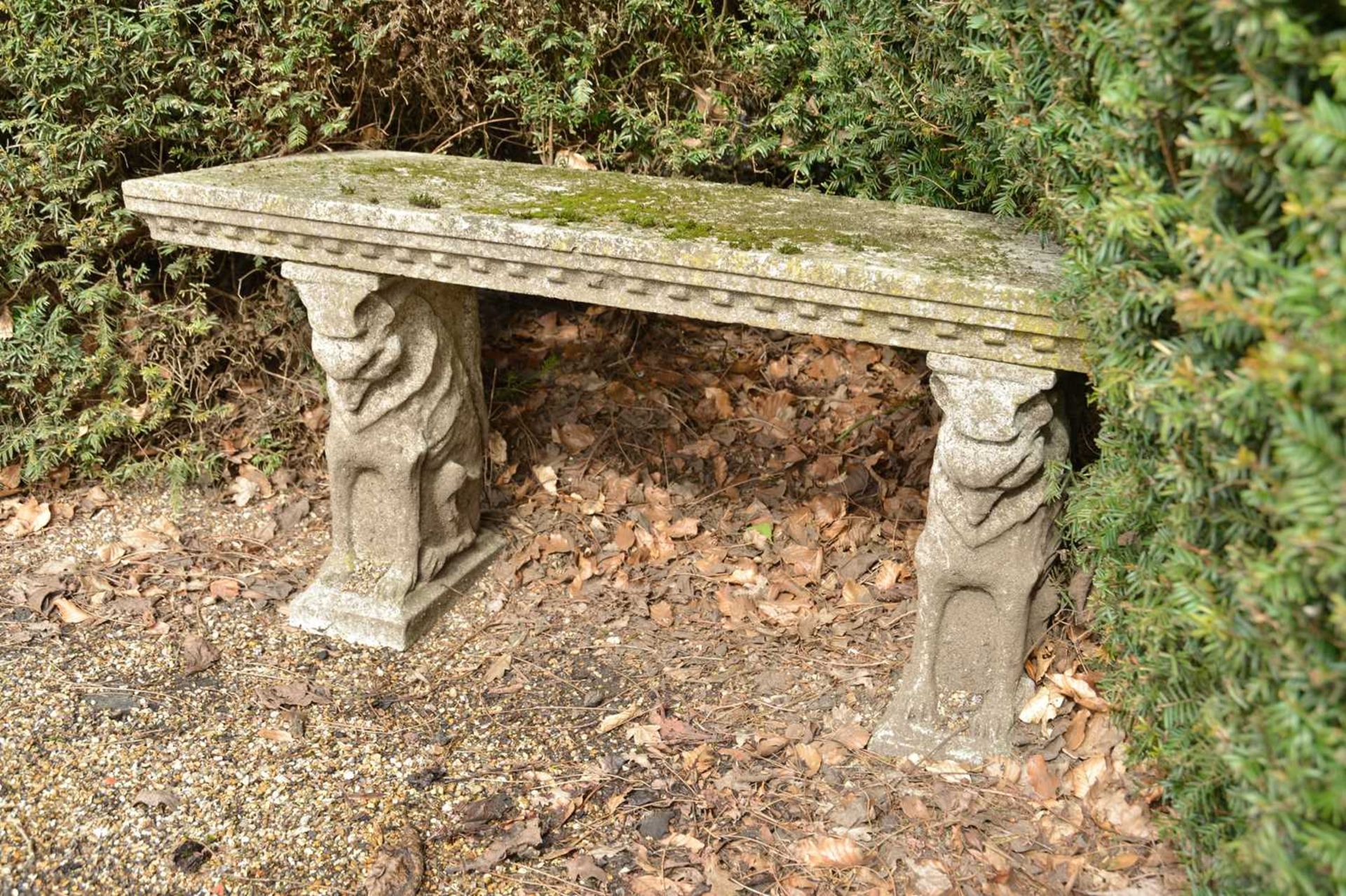 A pair of reconstituted stone garden seats, - Image 3 of 3