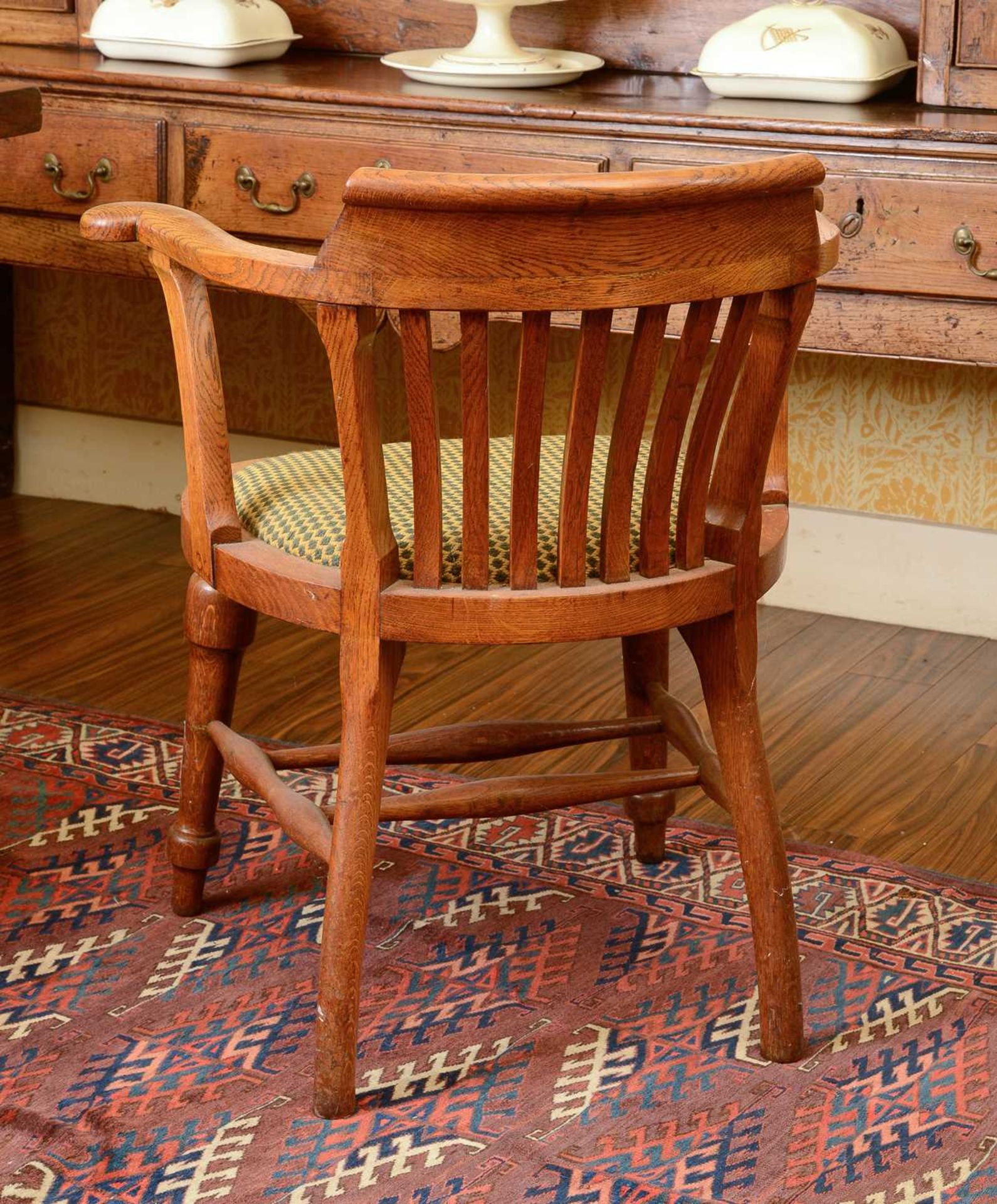An oak desk chair, - Image 2 of 2