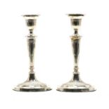 A pair of Adam revival silver candlesticks,