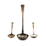 Three silver ladles