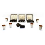 Silver and plated wares: Cased silver and plated coffee spoons,