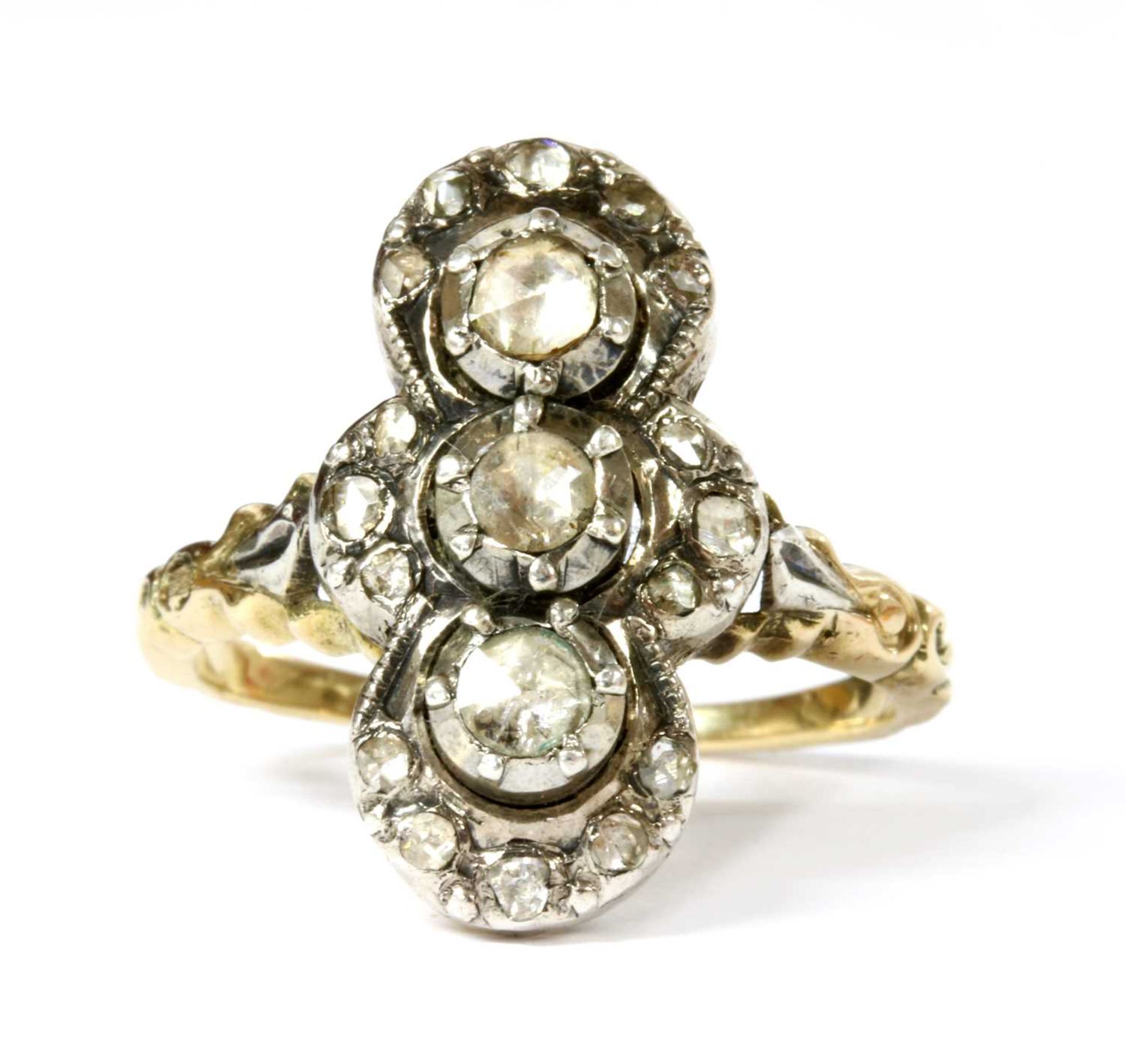 A gold diamond cluster ring,