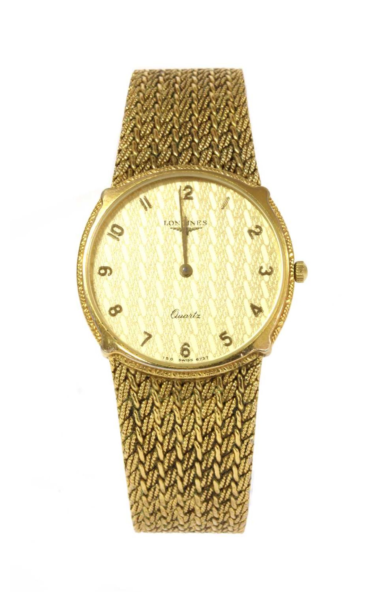 A mid-size Longines gold-plated quartz bracelet watch,