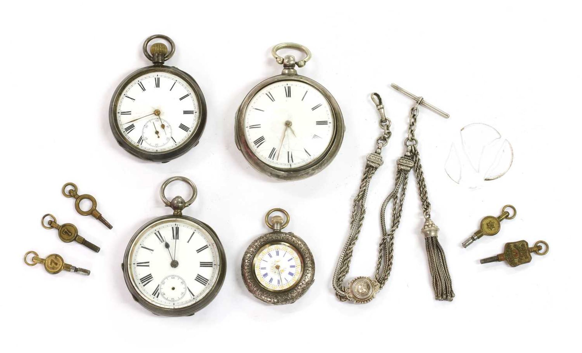 A sterling silver pair case verge fusee pocket watch,